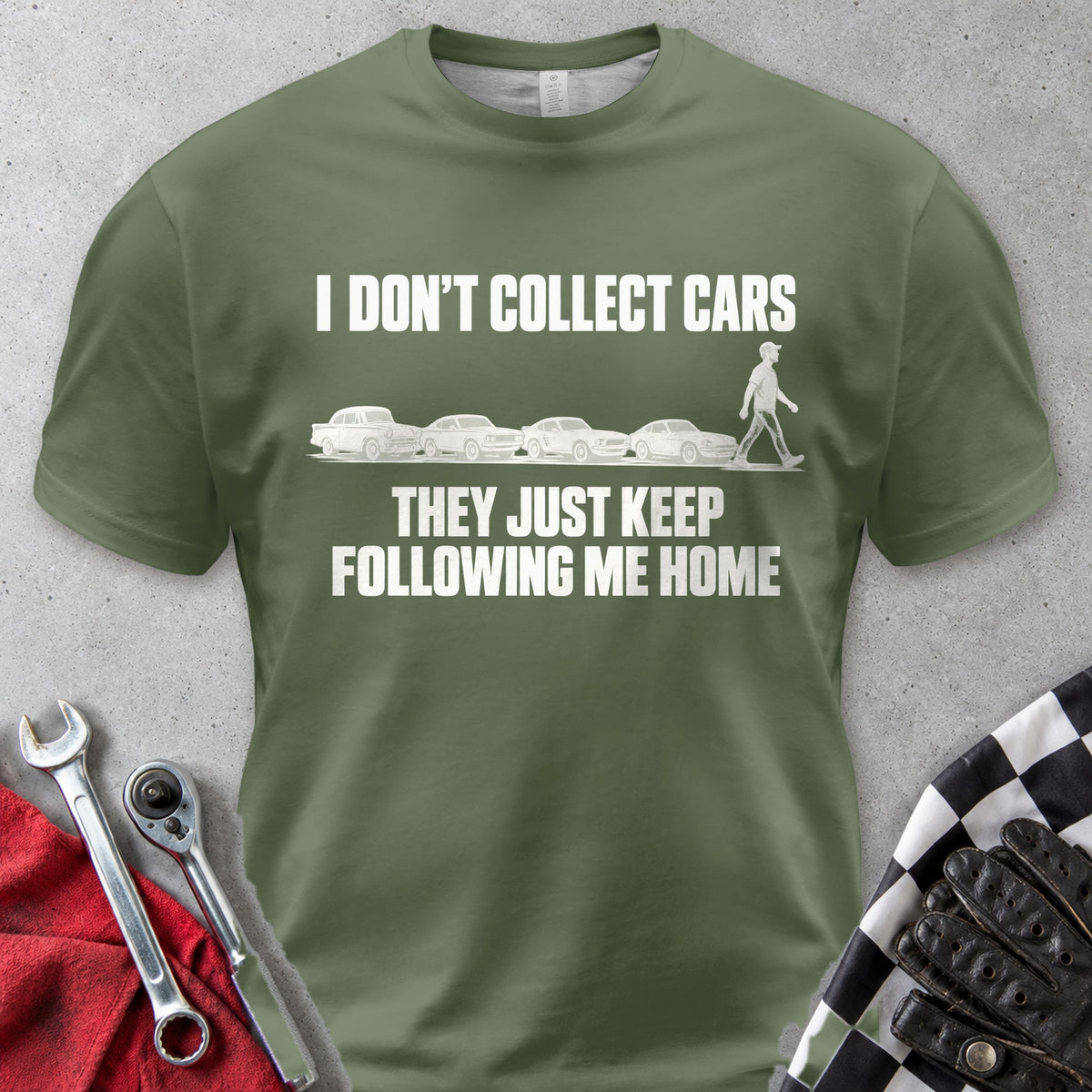 I Don't Collect Cars They Follow Me Home Comfort Colors Tee in Hemp