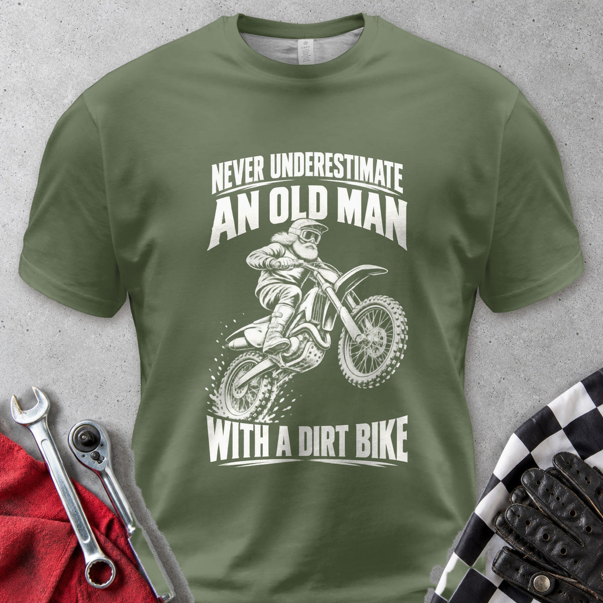 Never Underestimate An Old Man With A Dirt Bike Comfort Colors Tee in Hemp