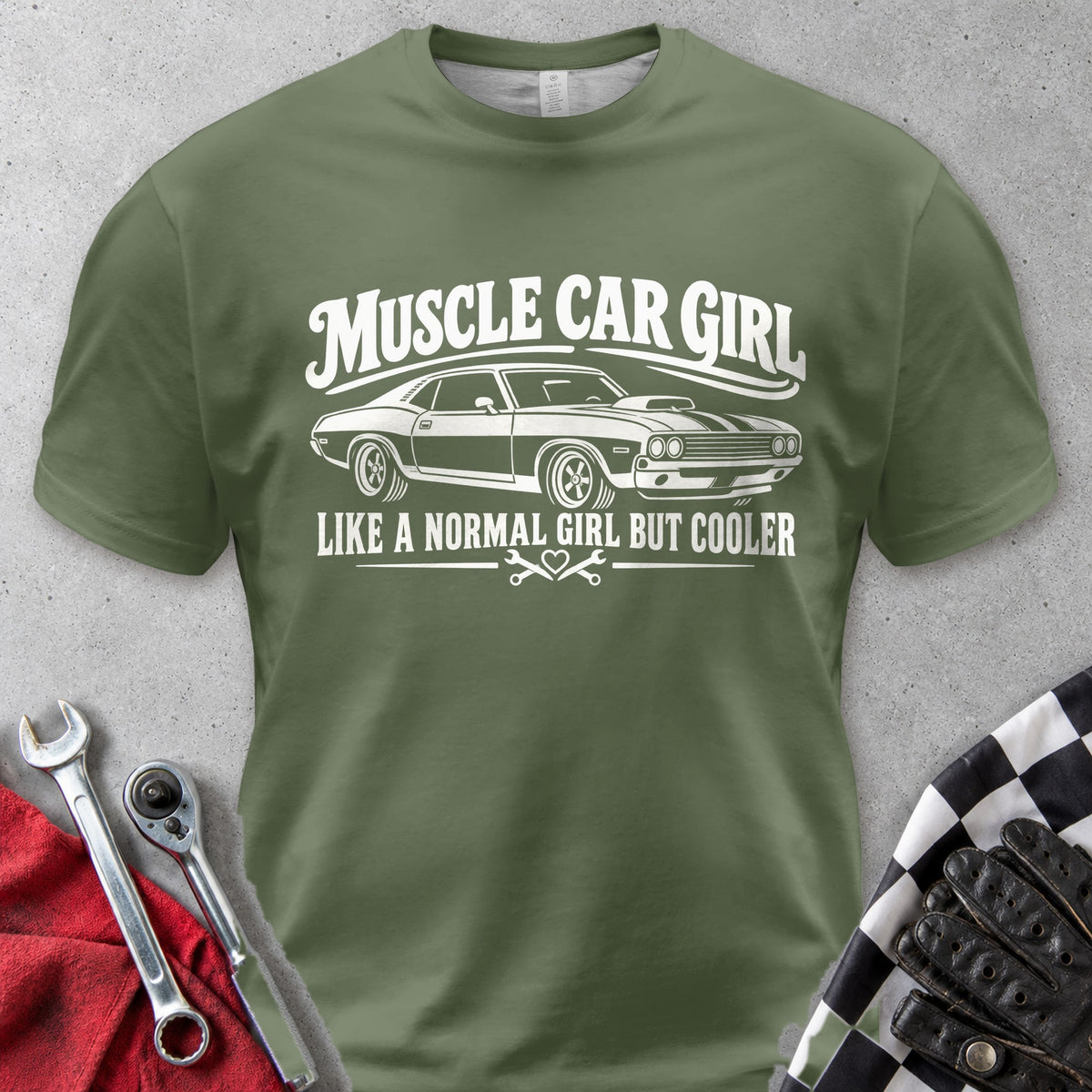 Muscle Car Girl Comfort Colors Tee in Hemp