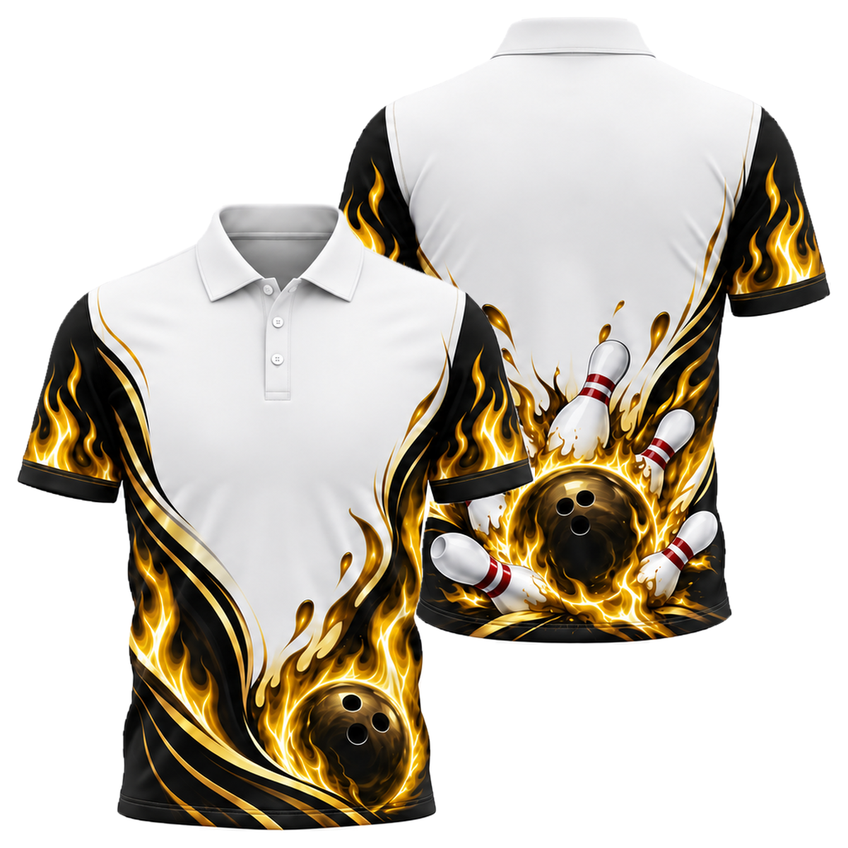 Blue Blaze Strike Unisex Polo in Black & Gold