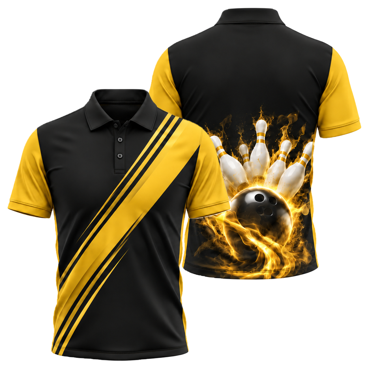 Royal Sash Strike Unisex Polo in Black & Gold