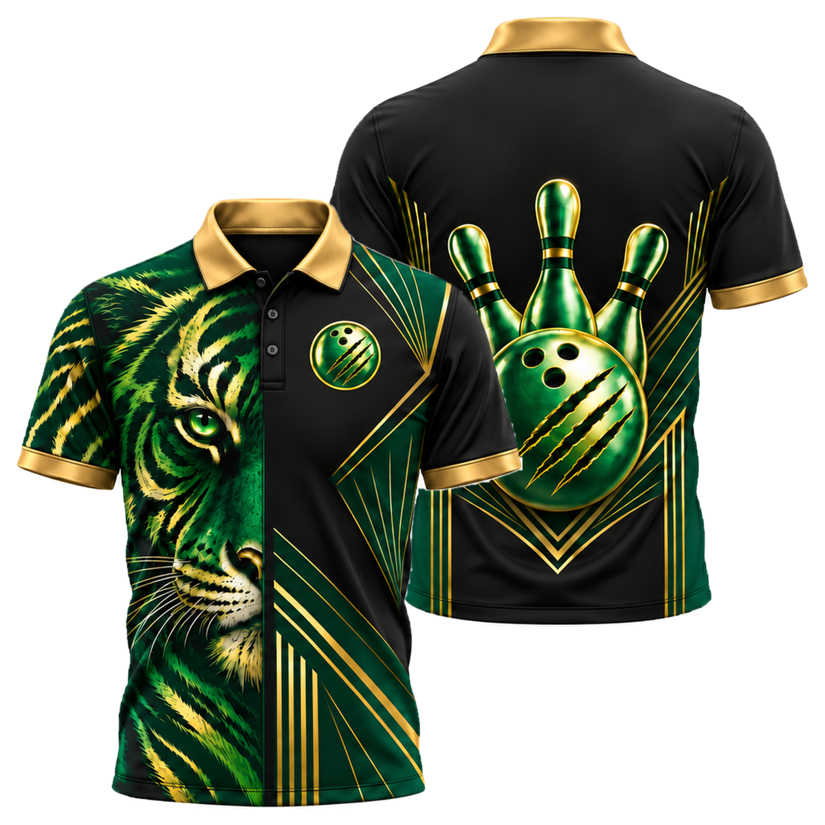 Gold Tiger Pro Unisex Polo in Green & Gold