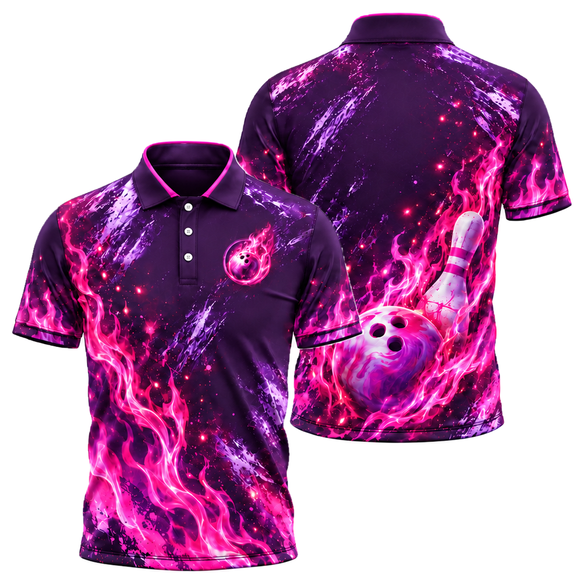 Pink Inferno Unisex Polo in Pink & Purple