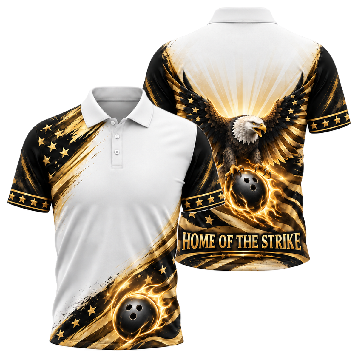 Home of the Strike Unisex Polo in Black & Gold