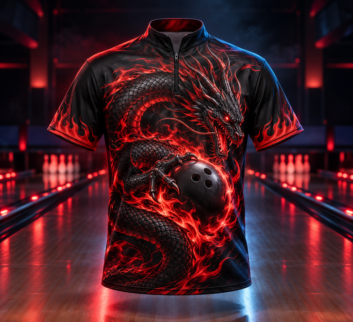 A custom sublimated bowling jersey