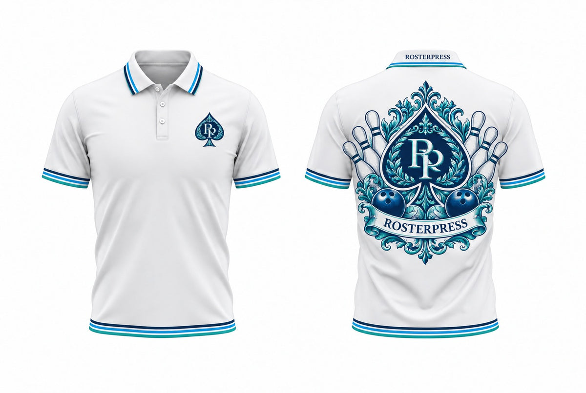 Rosterpress Ace of Lanes polo front and back