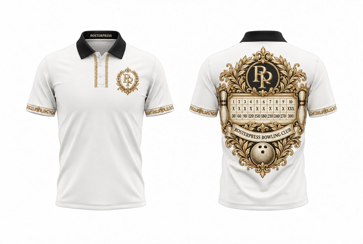 Rosterpress Scoresheet Baroque polo front and back