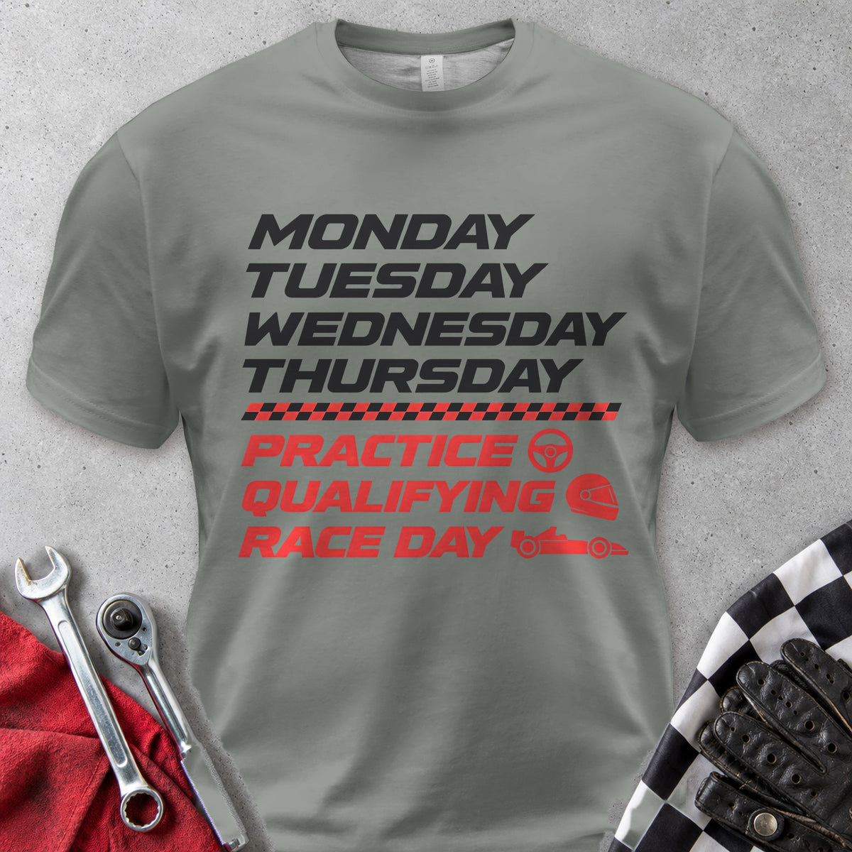 Race Week Schedule Comfort Colors Tee in Grey