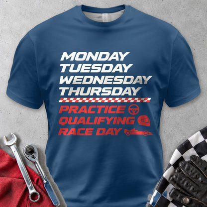Race Week Schedule Comfort Colors Tee in Navy