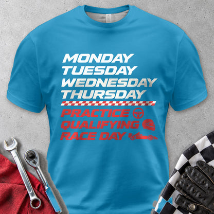 Race Week Schedule Comfort Colors Tee in Royal Caribe