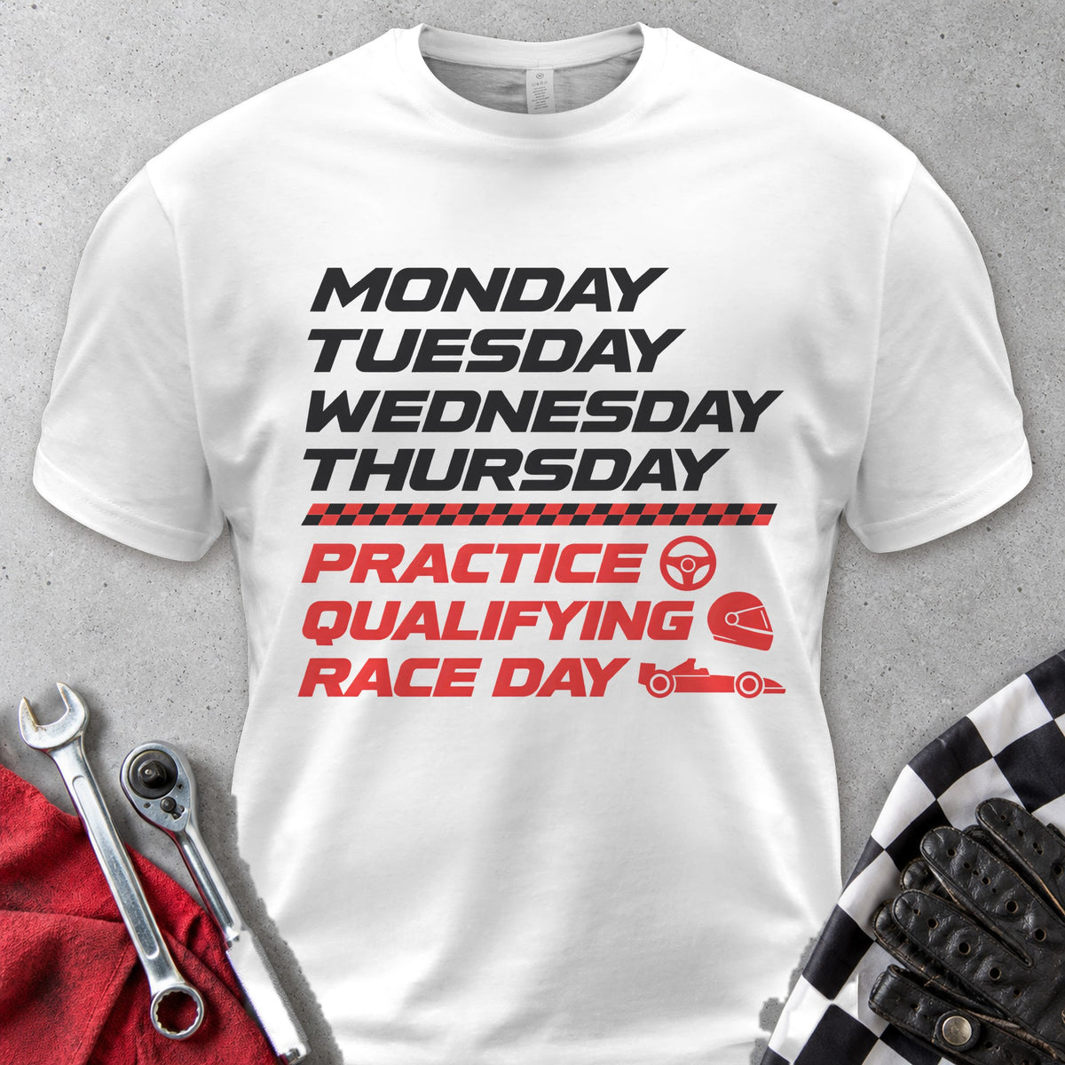Race Week Schedule Comfort Colors Tee in White