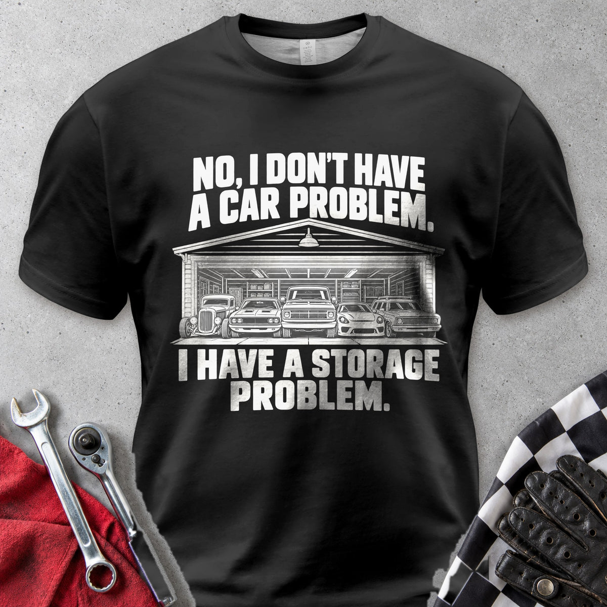 Not A Car Problem, A Storage Problem Comfort Colors Tee in Black