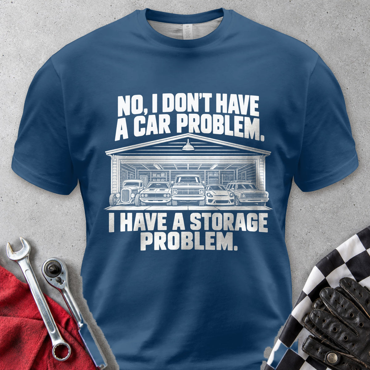 Not A Car Problem, A Storage Problem Comfort Colors Tee in Navy
