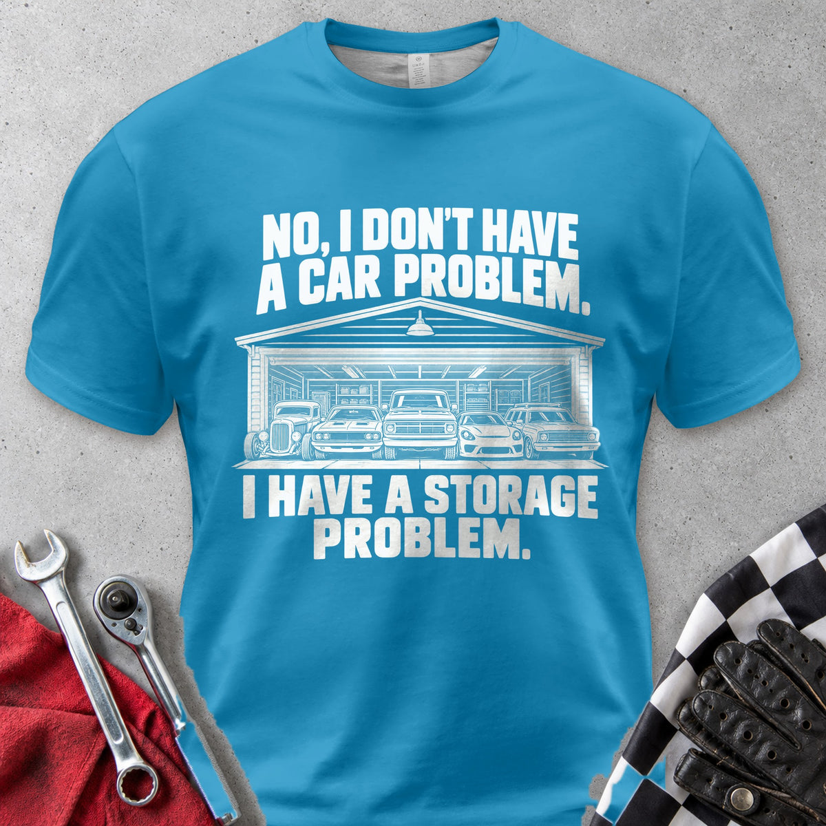 Not A Car Problem, A Storage Problem Comfort Colors Tee in Royal Caribe