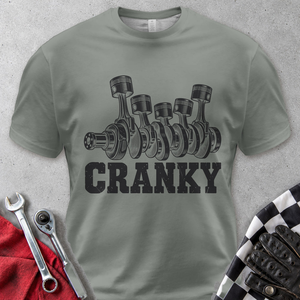 Cranky Crankshaft Comfort Colors Tee in Grey