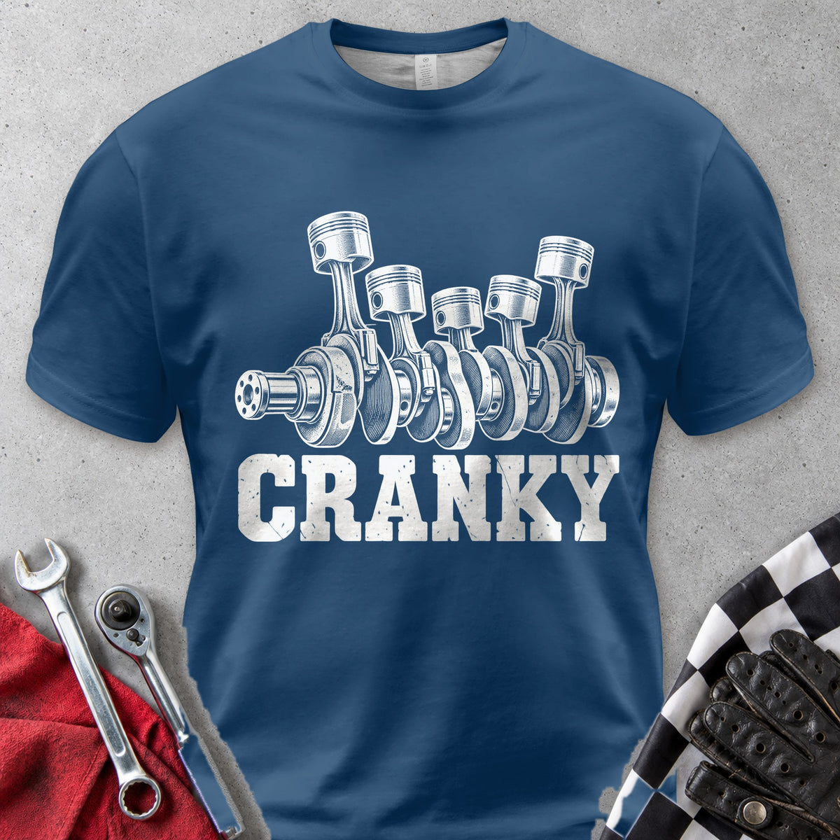 Cranky Crankshaft Comfort Colors Tee in Navy