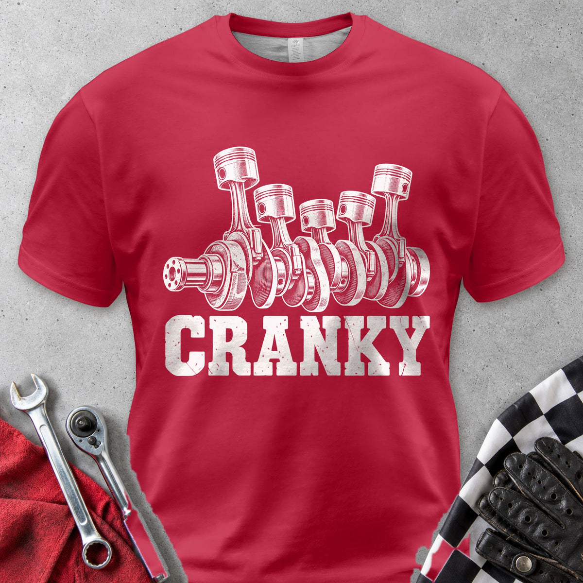 Cranky Crankshaft Comfort Colors Tee in Red