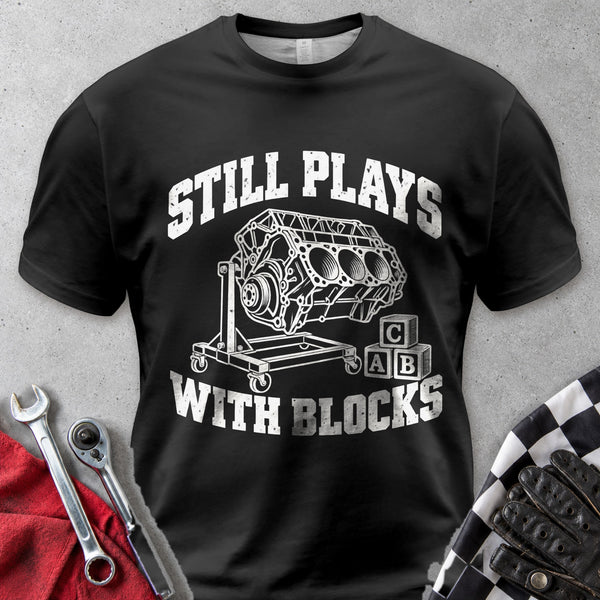 Still Plays With Blocks Comfort Colors Tee in Black