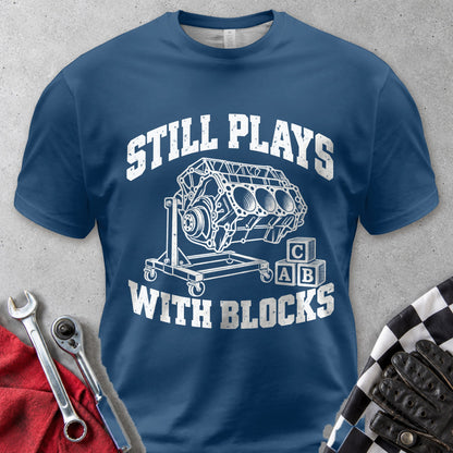 Still Plays With Blocks Comfort Colors Tee in Navy
