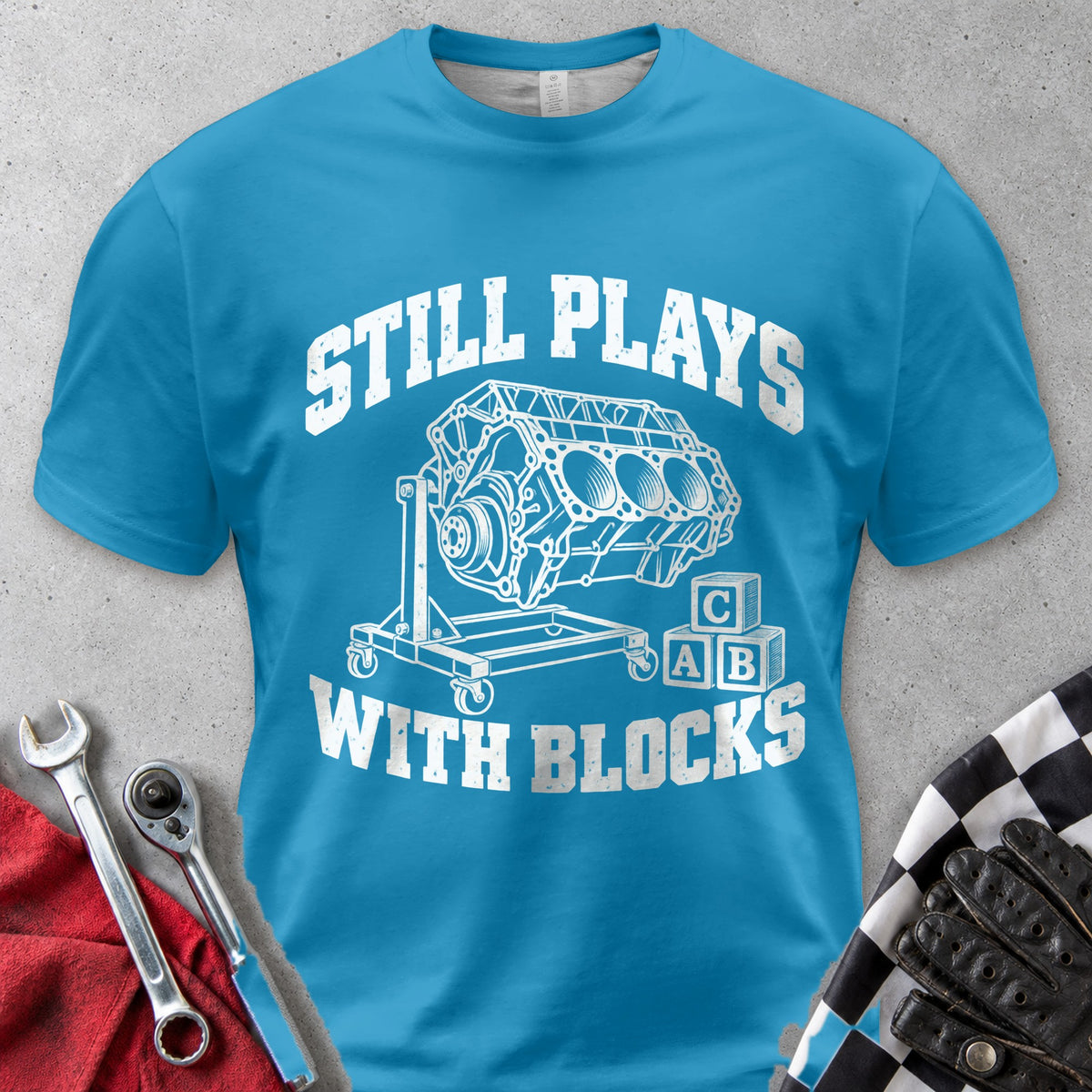 Still Plays With Blocks Comfort Colors Tee in Royal Caribe