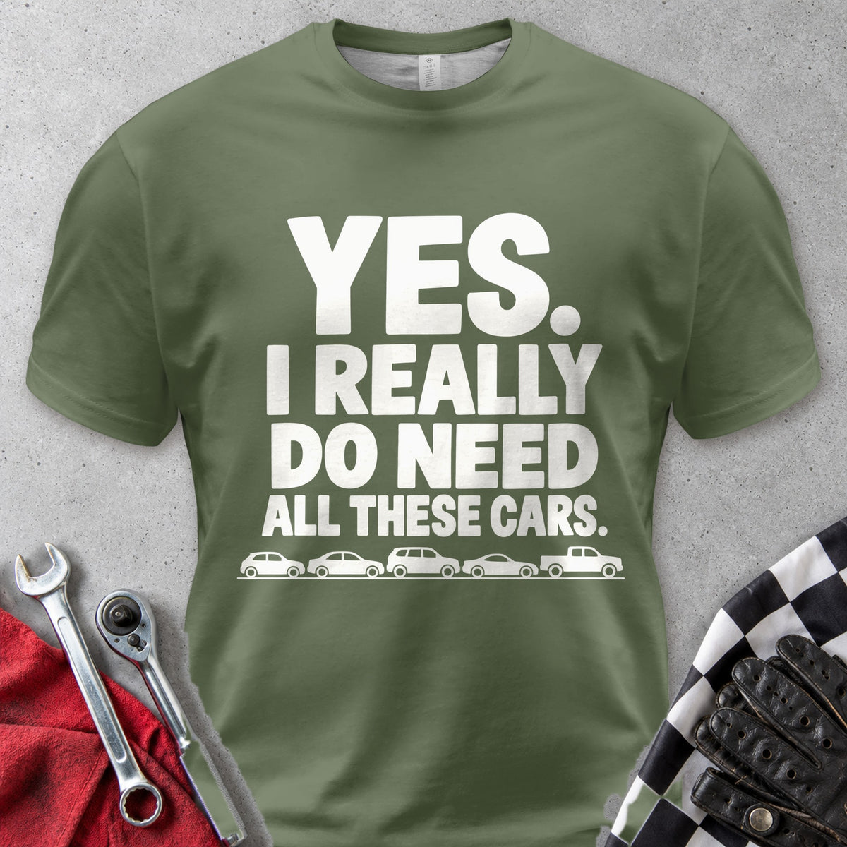 Yes I Really Do Need All These Cars Comfort Colors Tee in Hemp