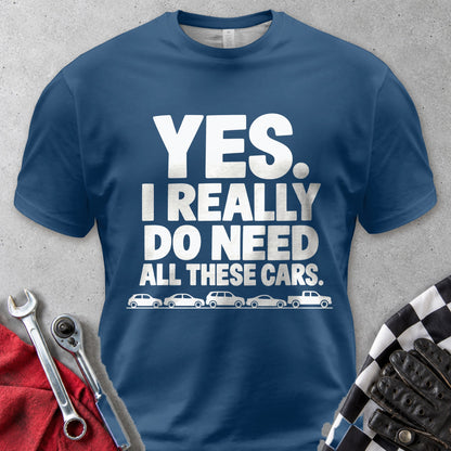 Yes I Really Do Need All These Cars Comfort Colors Tee in Navy