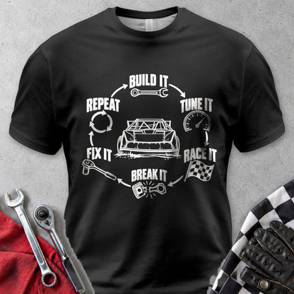 Build It Tune It Race It Repeat Comfort Colors Tee in Black