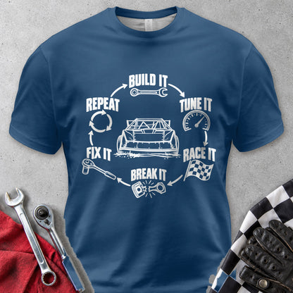 Build It Tune It Race It Repeat Comfort Colors Tee in Navy