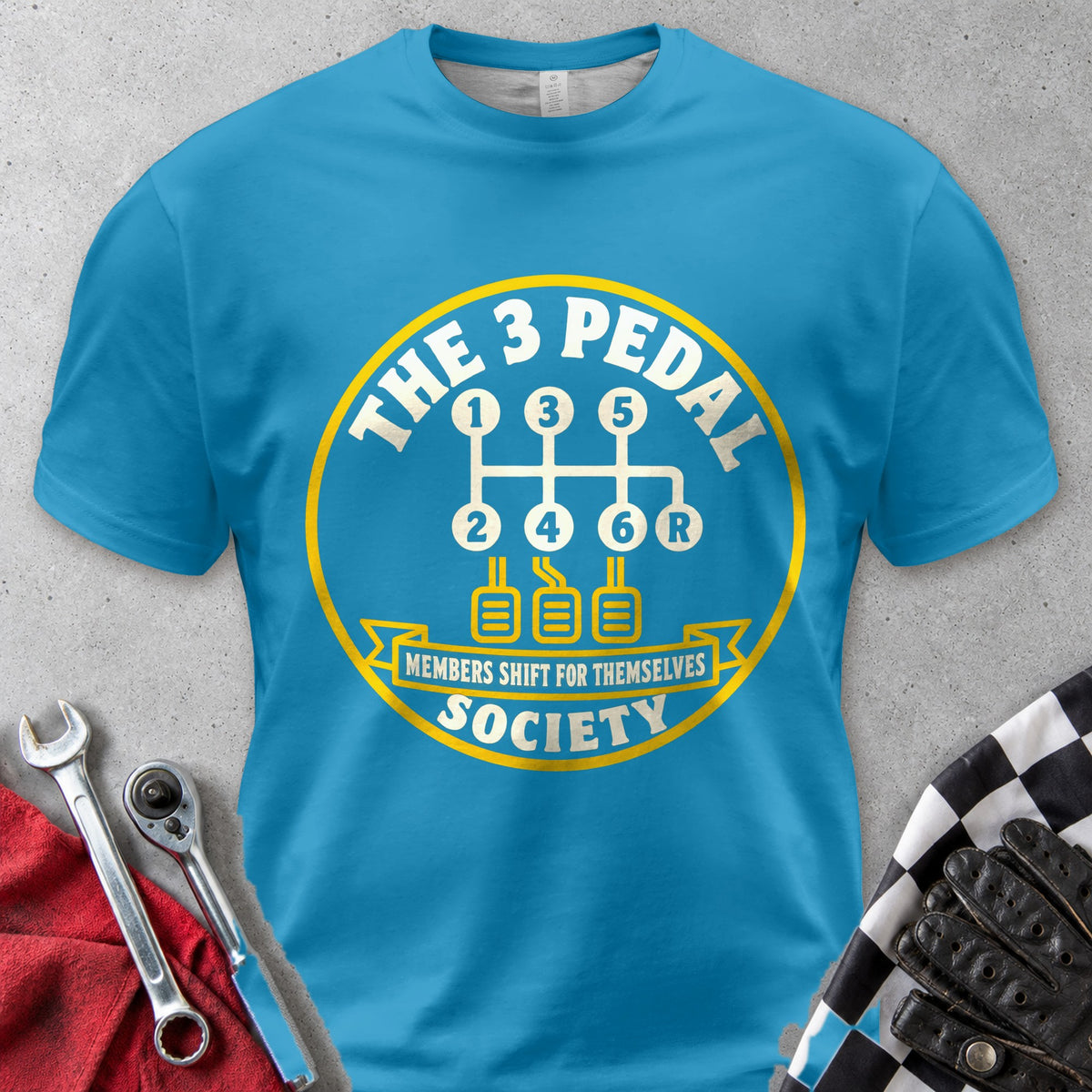 3 Pedal Society Comfort Colors Tee in Royal Caribe