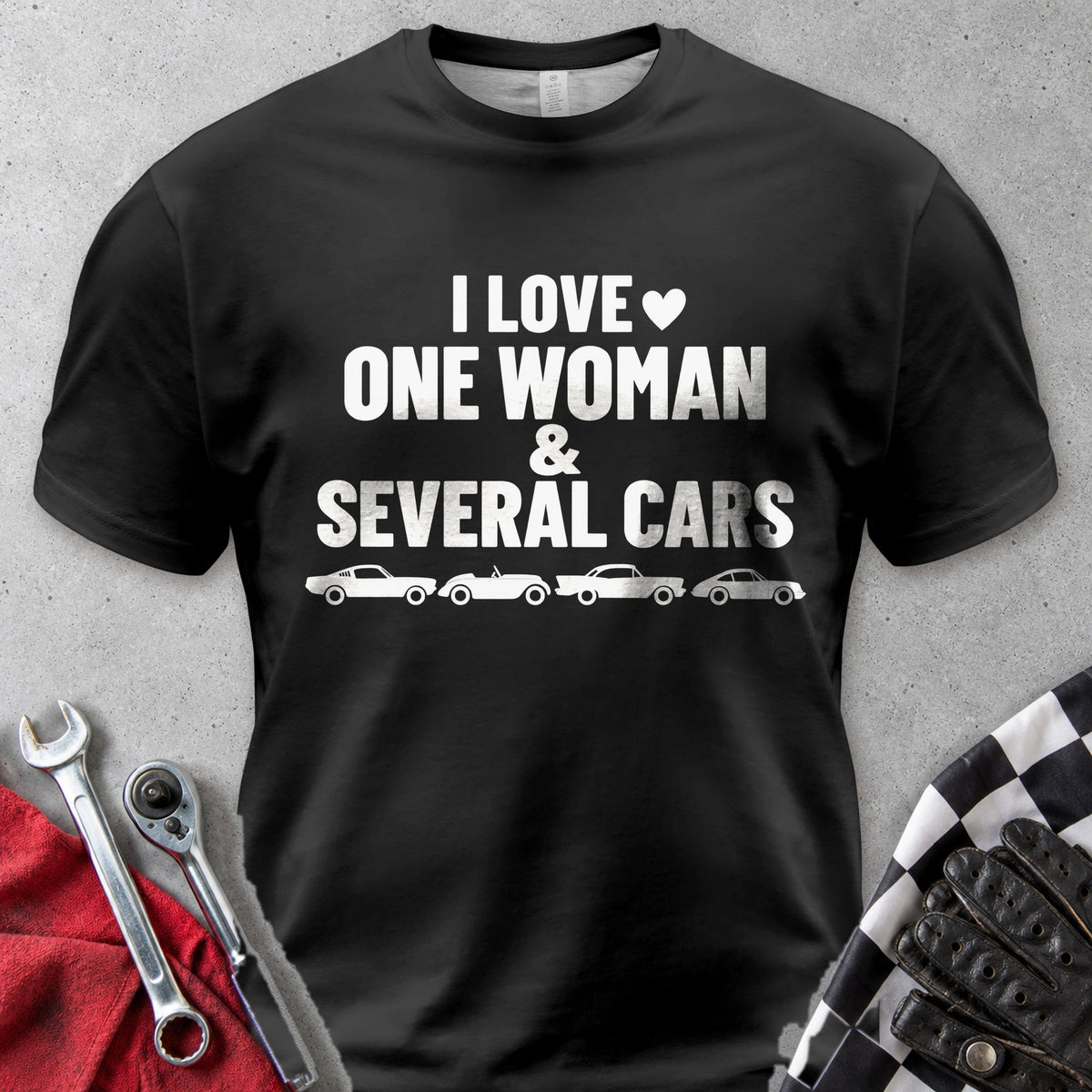 I Love One Woman And Several Cars Comfort Colors Tee in Black