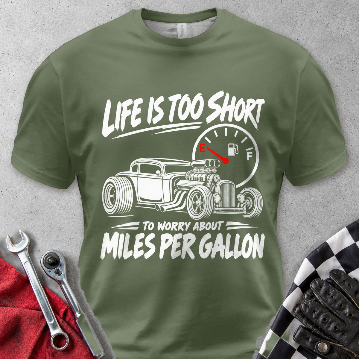 Life Is Too Short To Worry About Miles Per Gallon Comfort Colors Tee in Hemp
