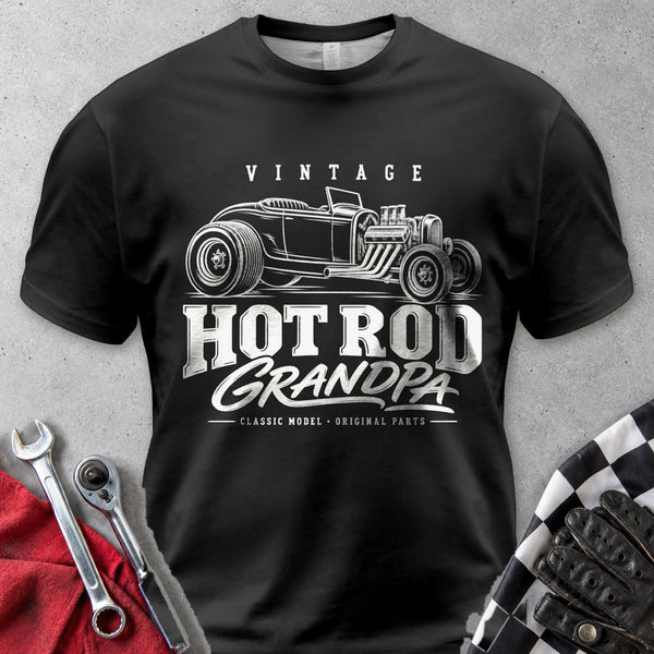 Vintage Hot Rod Grandpa Comfort Colors Tee in Black