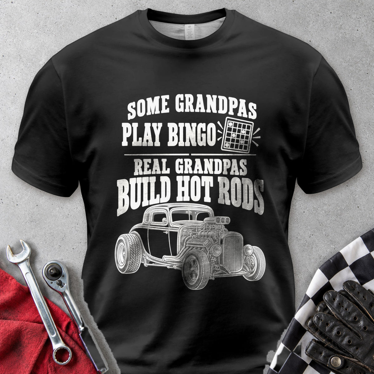 Some Grandpas Play Bingo Real Grandpas Build Hot Rods Comfort Colors Tee in Black