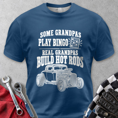 Some Grandpas Play Bingo Real Grandpas Build Hot Rods Comfort Colors Tee in Navy