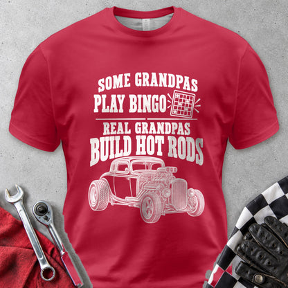 Some Grandpas Play Bingo Real Grandpas Build Hot Rods Comfort Colors Tee in Red