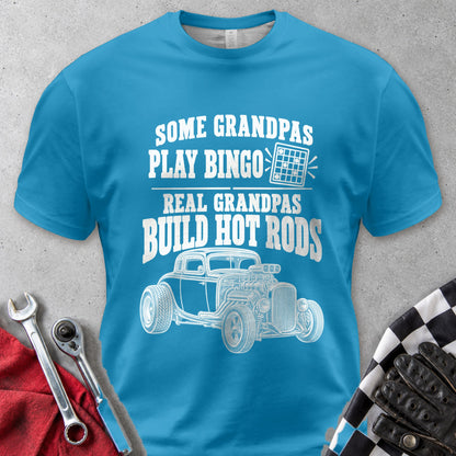 Some Grandpas Play Bingo Real Grandpas Build Hot Rods Comfort Colors Tee in Royal Caribe