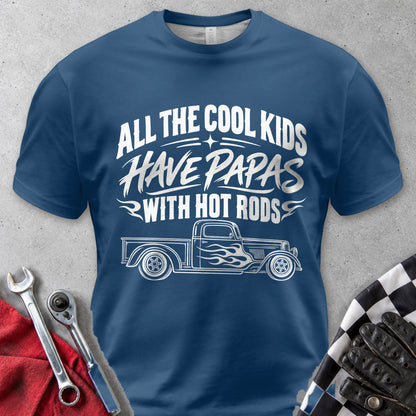 Cool Kids Have Papas With Hot Rods Comfort Colors Tee in Navy