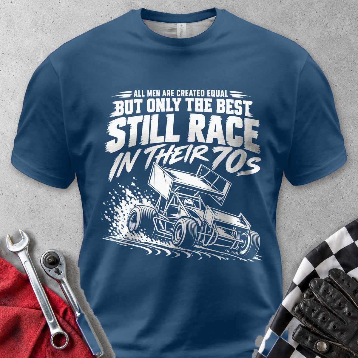 Best Still Race In Their Seventies Comfort Colors Tee in Navy