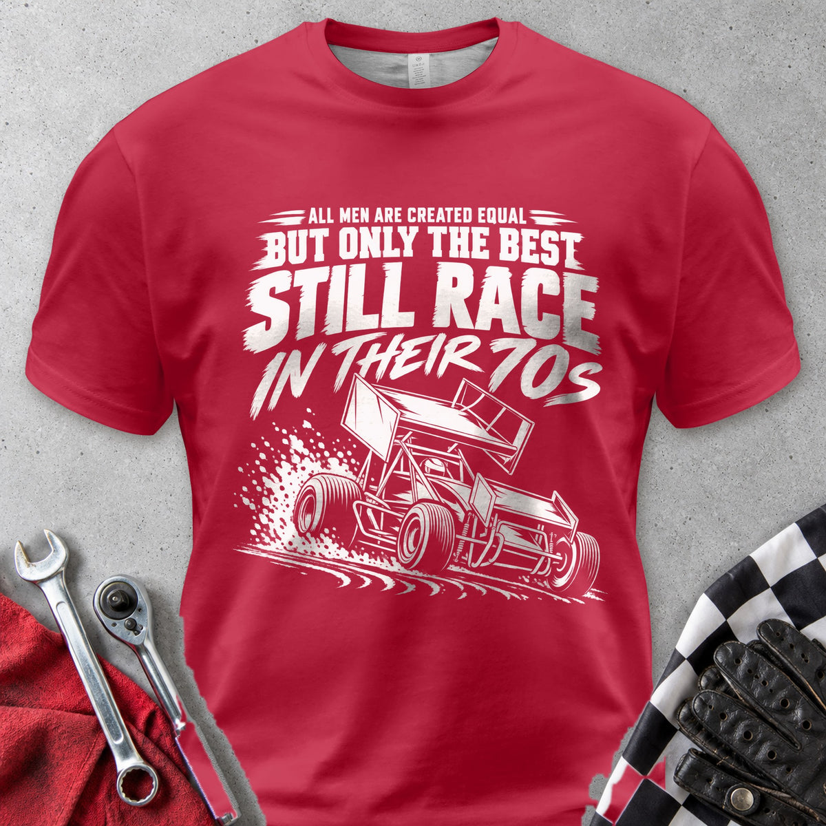 Best Still Race In Their Seventies Comfort Colors Tee in Red