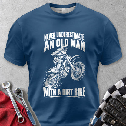 Never Underestimate An Old Man With A Dirt Bike Comfort Colors Tee in Navy