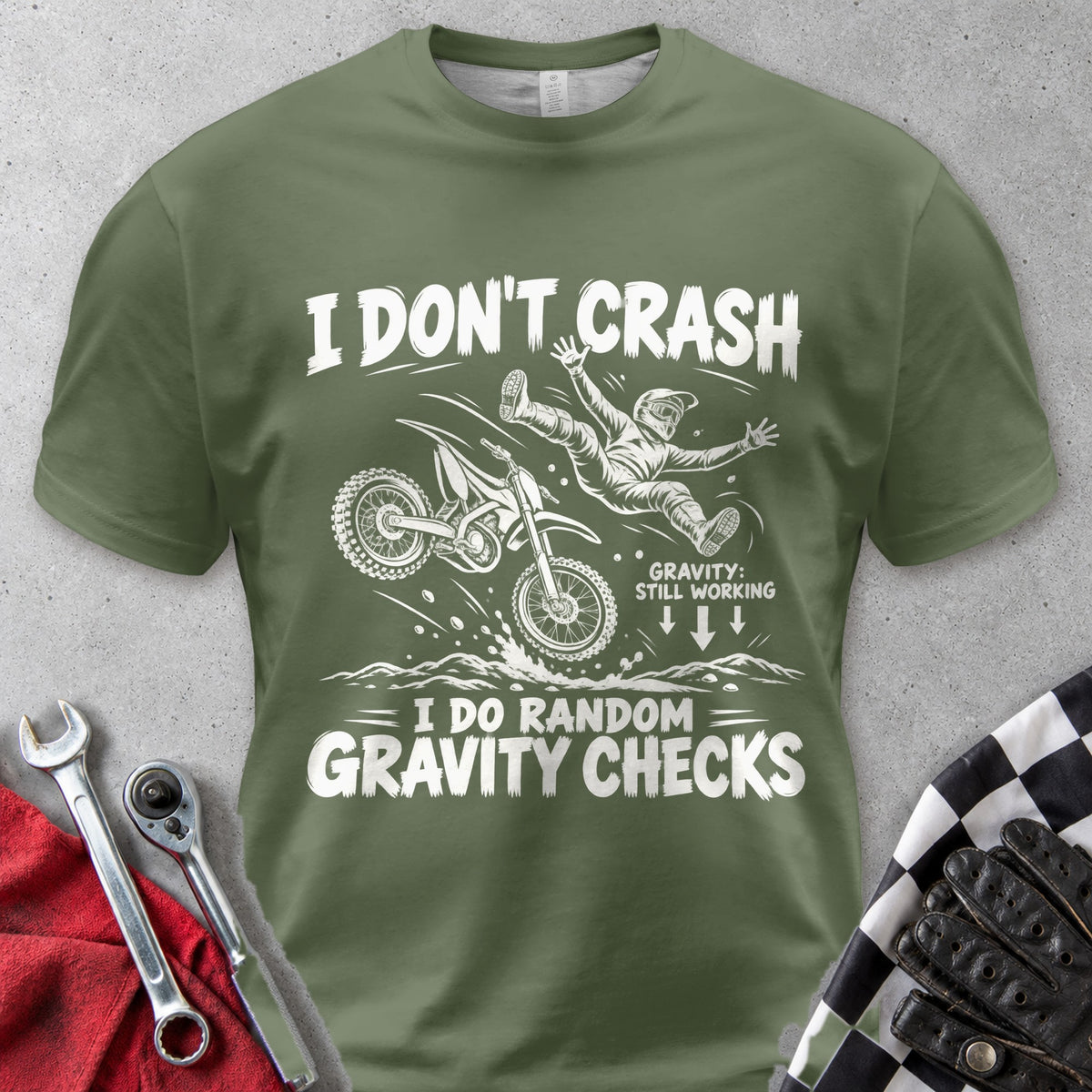 I Don't Crash I Do Random Gravity Checks Comfort Colors Tee in Hemp