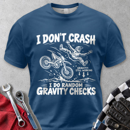 I Don't Crash I Do Random Gravity Checks Comfort Colors Tee in Navy