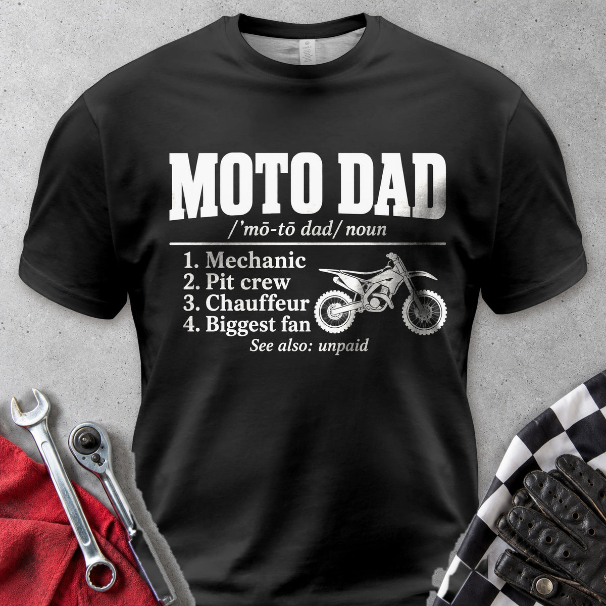Moto Dad Definition Comfort Colors Tee in Black