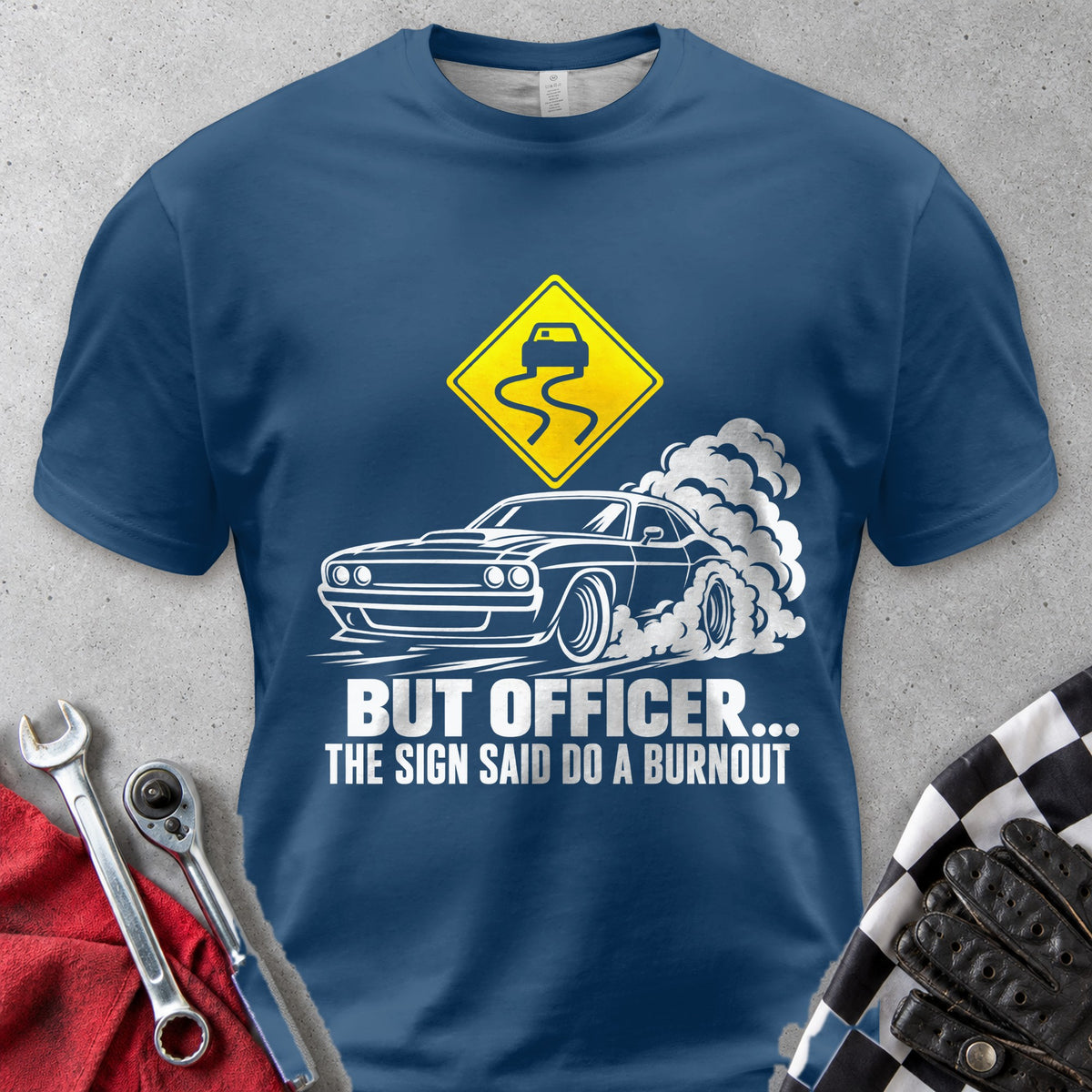 But Officer The Sign Said Do A Burnout Comfort Colors Tee in Navy