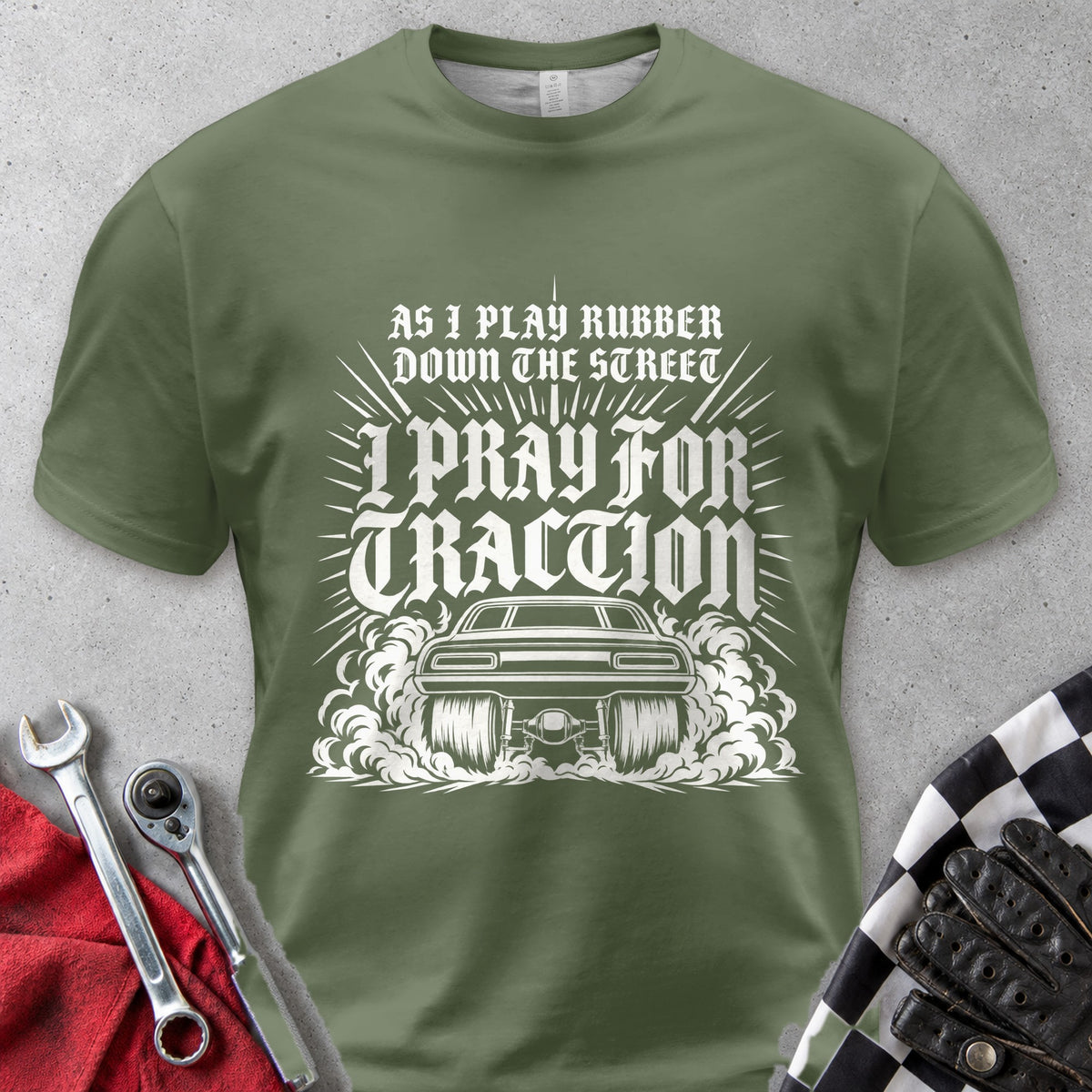 As I Play Rubber Down The Street I Pray For Traction Comfort Colors Tee in Hemp