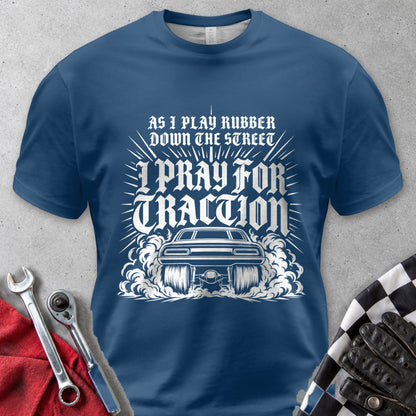 As I Play Rubber Down The Street I Pray For Traction Comfort Colors Tee in Navy