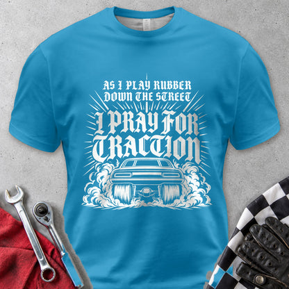 As I Play Rubber Down The Street I Pray For Traction Comfort Colors Tee in Royal Caribe