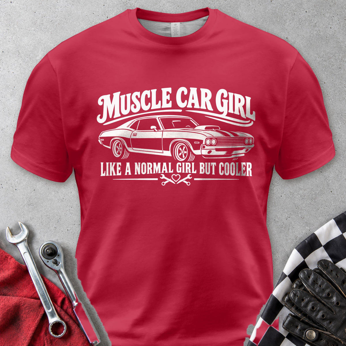 Muscle Car Girl Comfort Colors Tee in Red