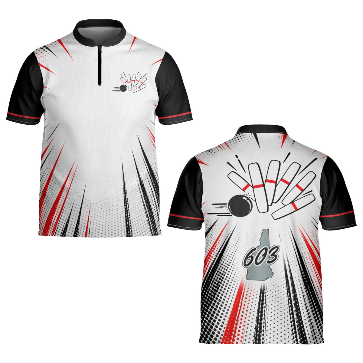 Team 603 custom bowling shirt - Bowling Jersey - Design A - Ball From The Side