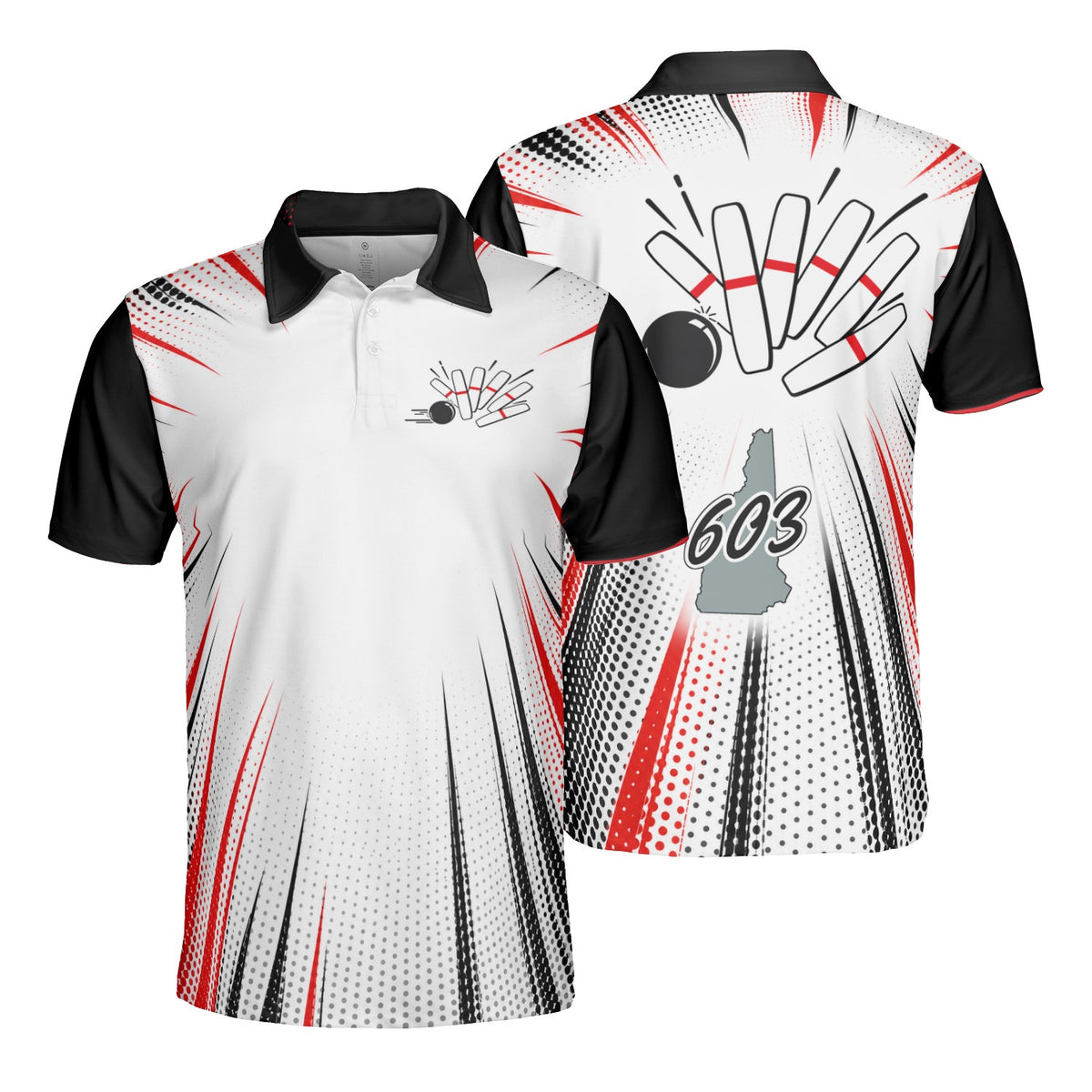 Team 603 custom bowling shirt - Unisex Polo - Design A - Ball From The Side